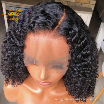 Sunlight short curly 13x4lace front wig wholesale human hair bundle virgin vendor vietnamese hair
